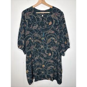 Johnny Was Jade 100% Silk Boho Peasant Dress L Tassels Puff Sleeve Fairy Prairie